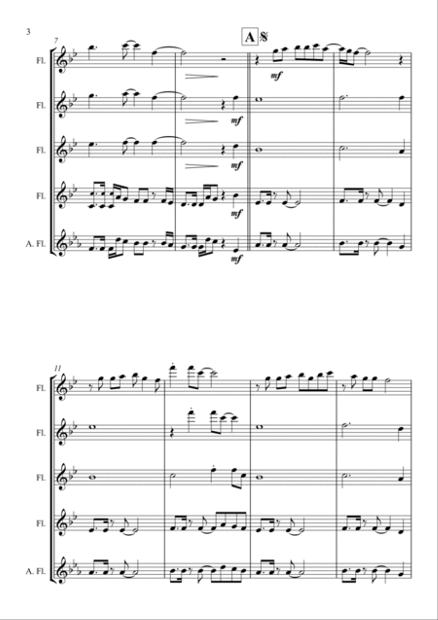 Never Gonna Give You Up Flute Quartet scores gallery preview page 4