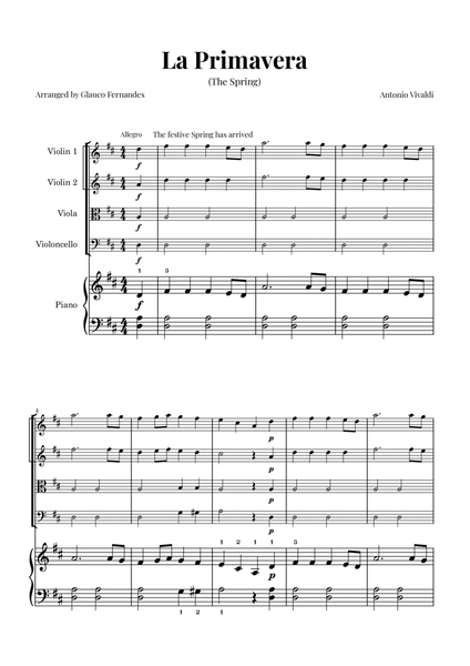 La Primavera (The Spring) by Vivaldi - String Quartet with Piano image number null