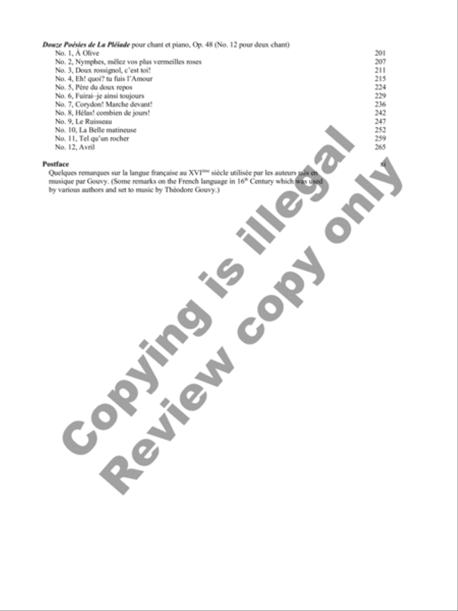 Songs of Gouvy, Volume 1: 40 poèmes de Pierre de Ronsard; 12 poèmes de La Pleïade Piano Accompaniment scores gallery preview page 4