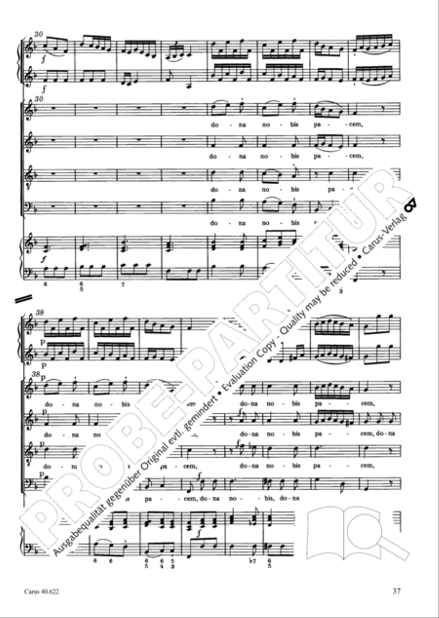 Missa brevis in D minor 4-Part scores gallery preview page 38
