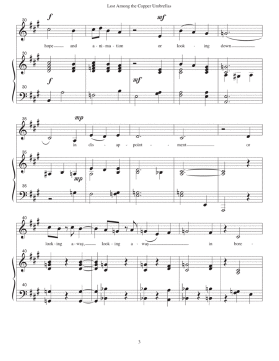 Lost Among the Copper Umbrellas (A Major) Medium Voice scores gallery preview page 3