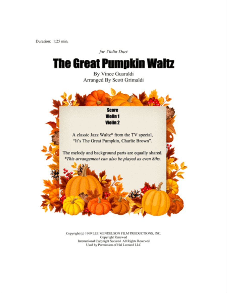The Great Pumpkin Waltz String Duet scores gallery preview page 1