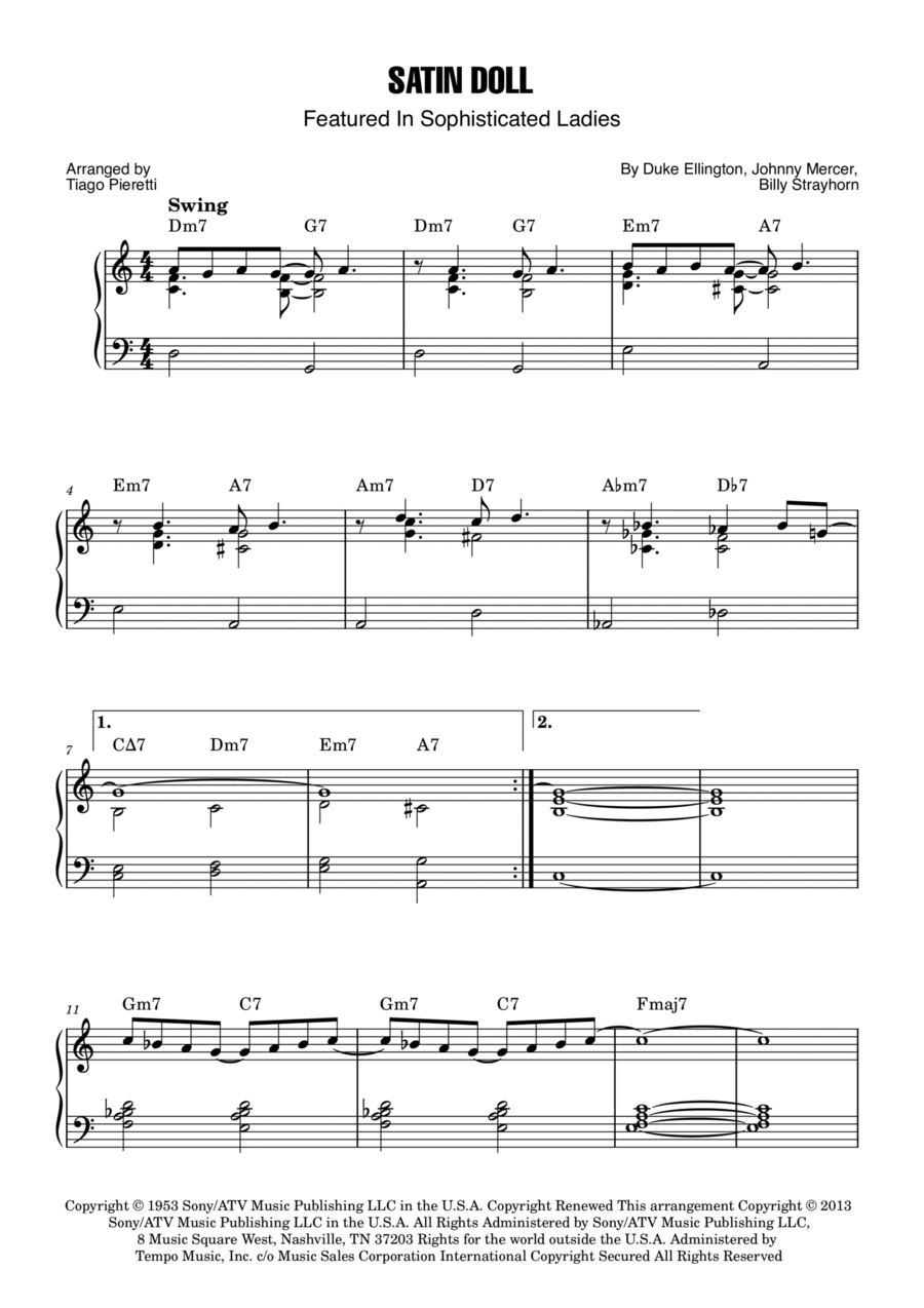 Satin Doll Piano Solo scores gallery preview page 1