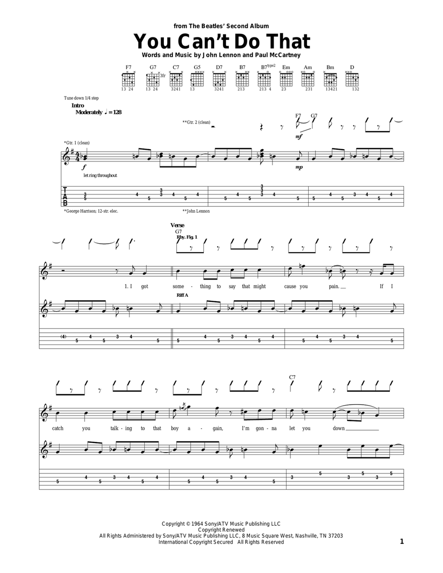 You Can't Do That Acoustic Guitar scores gallery preview page 1