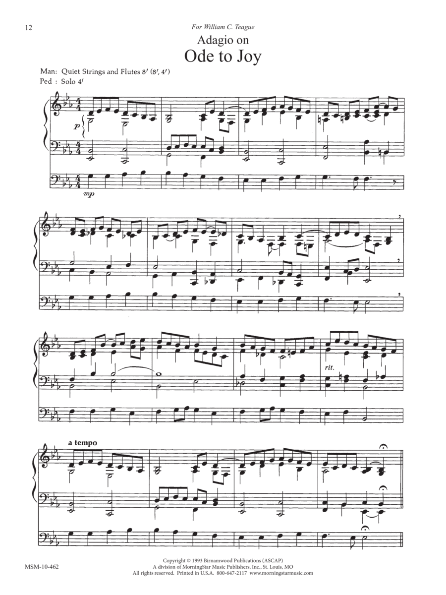 Adagio on “Ode to Joy” Organ scores gallery preview page 1