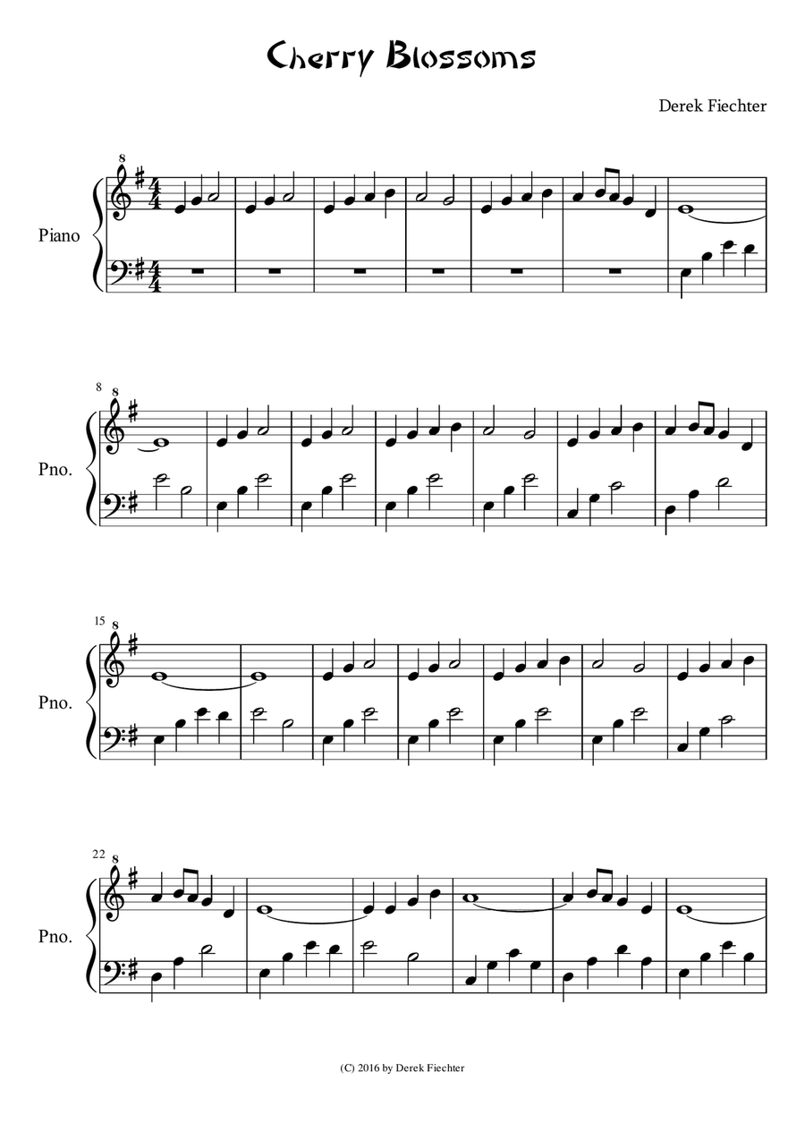 Cherry Blossoms Piano Solo scores gallery preview page 1