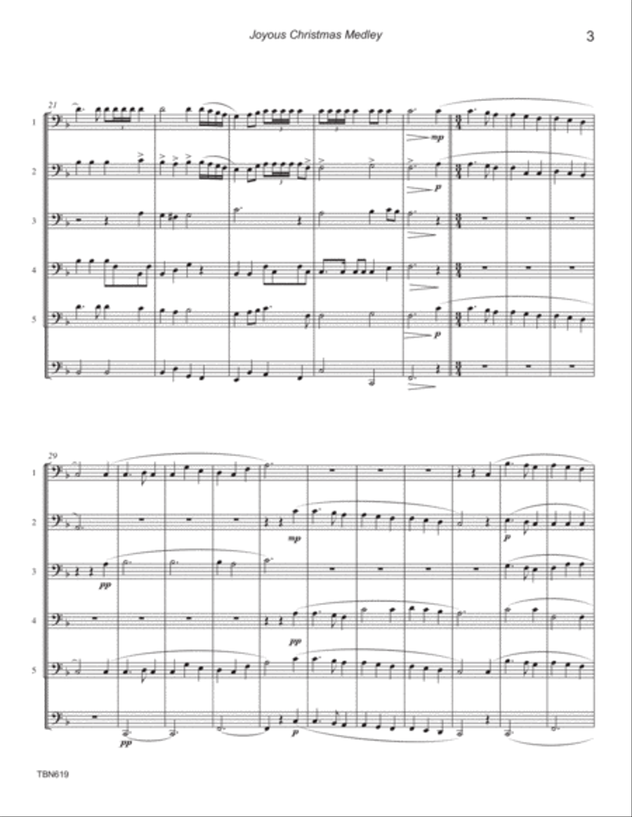 JOYOUS CHRISTMAS MEDLEY - Trombone Quartet/Quintet or Low Brass Ensemble Brass Ensemble scores gallery preview page 3