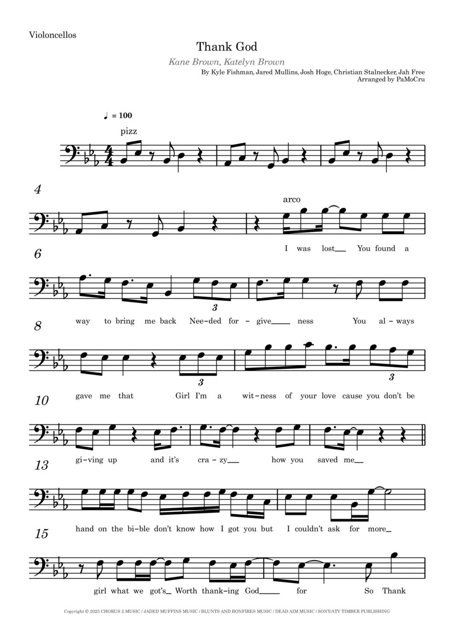 Thank God Thank God Cello Solo scores gallery preview page 1