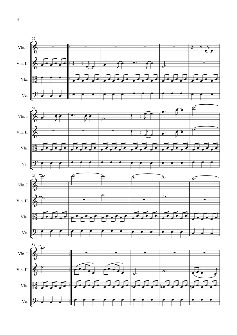 Downton Abbey (theme) String Quartet scores gallery preview page 4