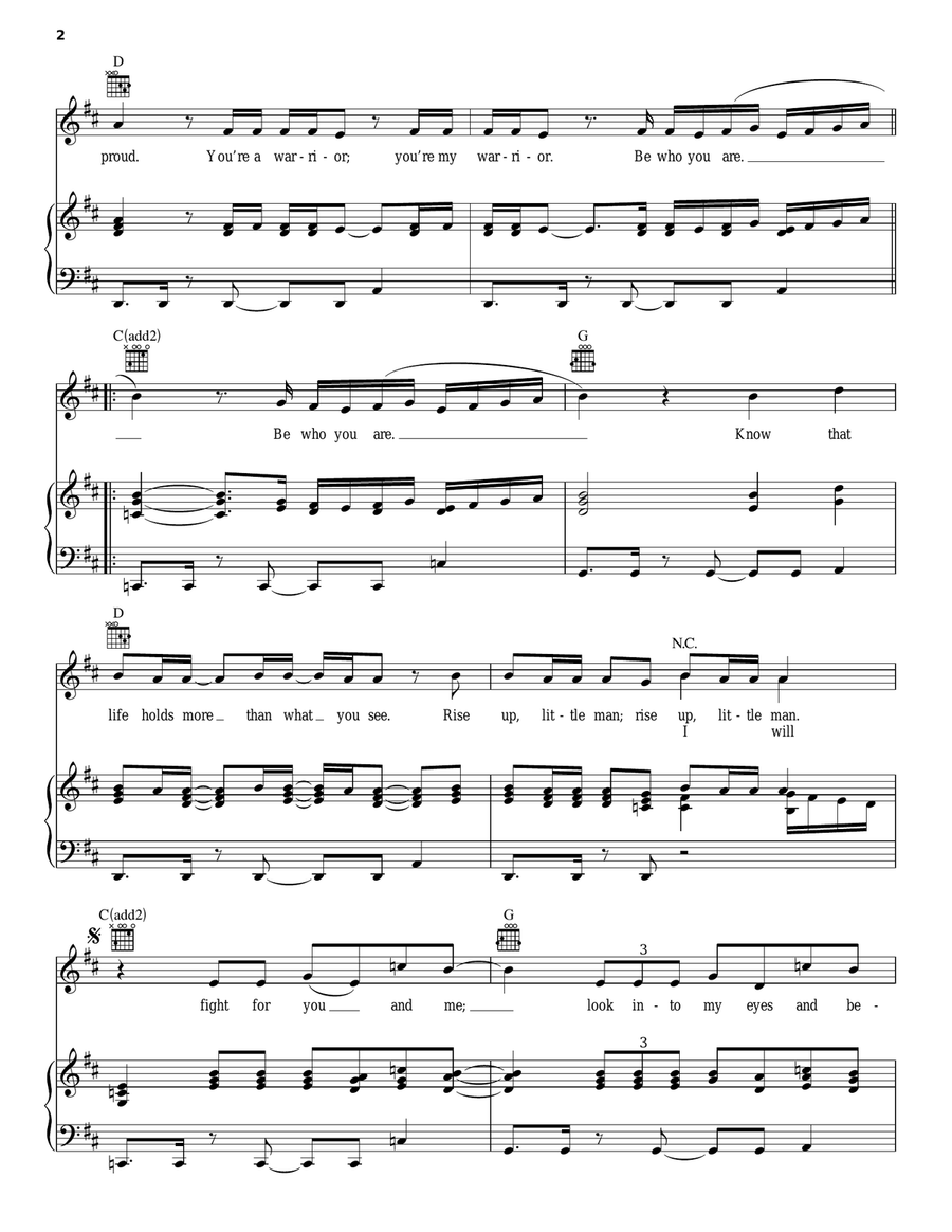 Rise Up Piano, Vocal, Guitar scores gallery preview page 2