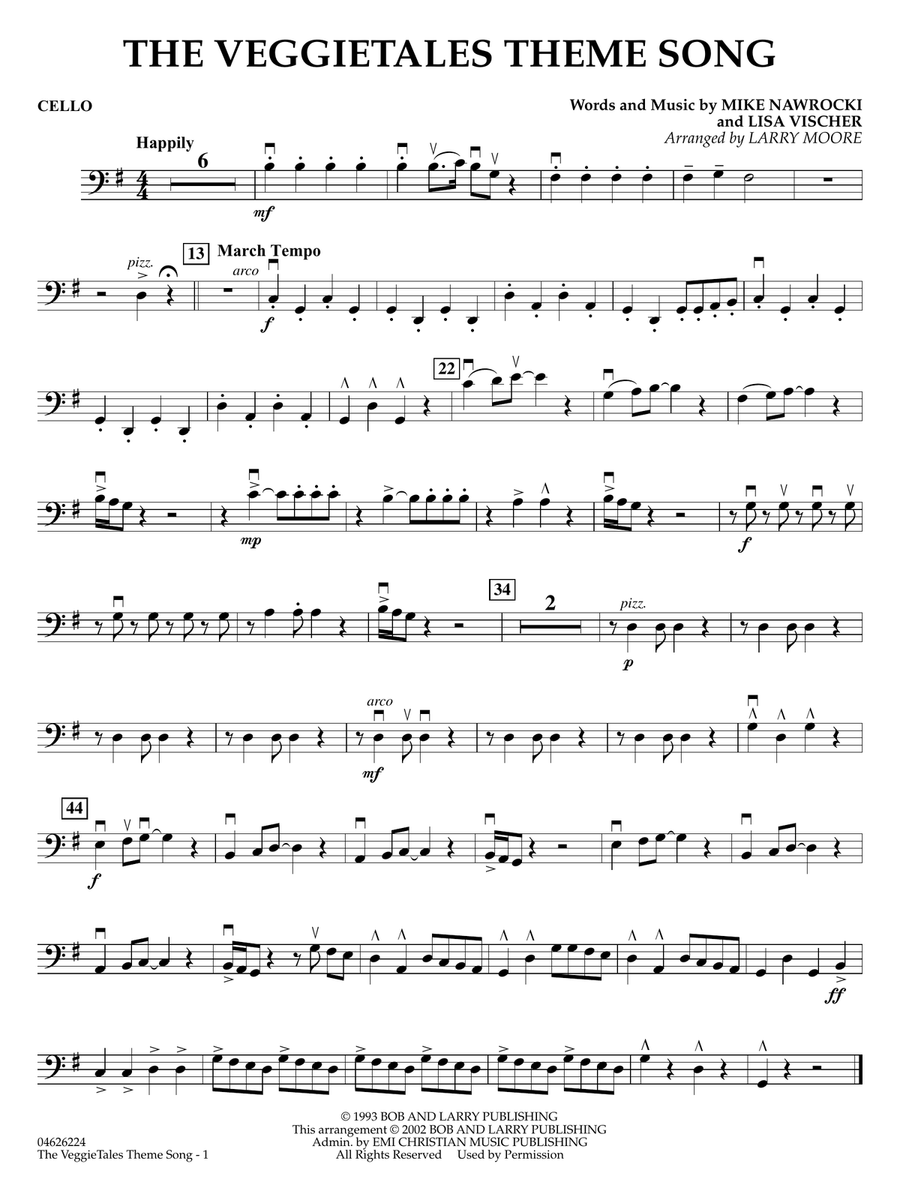 Book cover for The VeggieTales Theme Song (arr. Larry Moore) - Cello