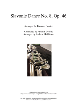 Book cover for Slavonic Dance No. 8 in G Minor arranged for Bassoon Quartet