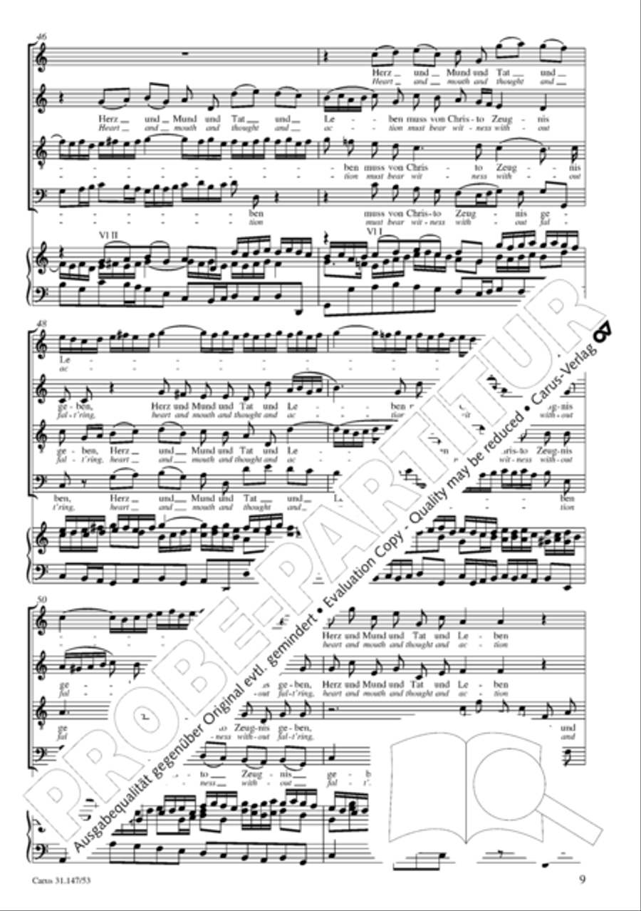 Heart and mouth and thought and action (Herz und Mund und Tat und Leben) (Herz und Mund und Tat und Leben) 4-Part scores gallery preview page 10