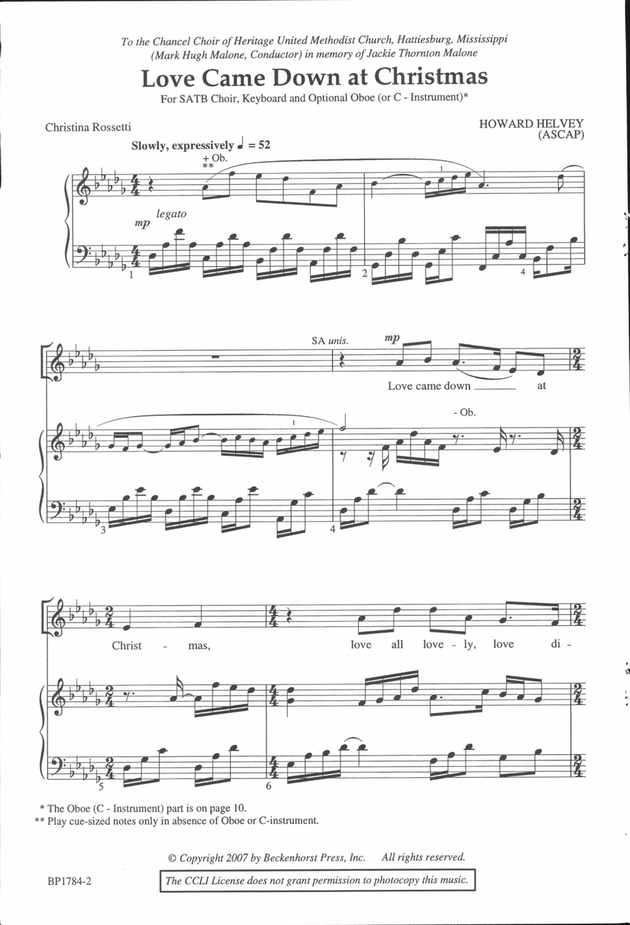 Love Came Down at Christmas 4-Part scores gallery preview page 2