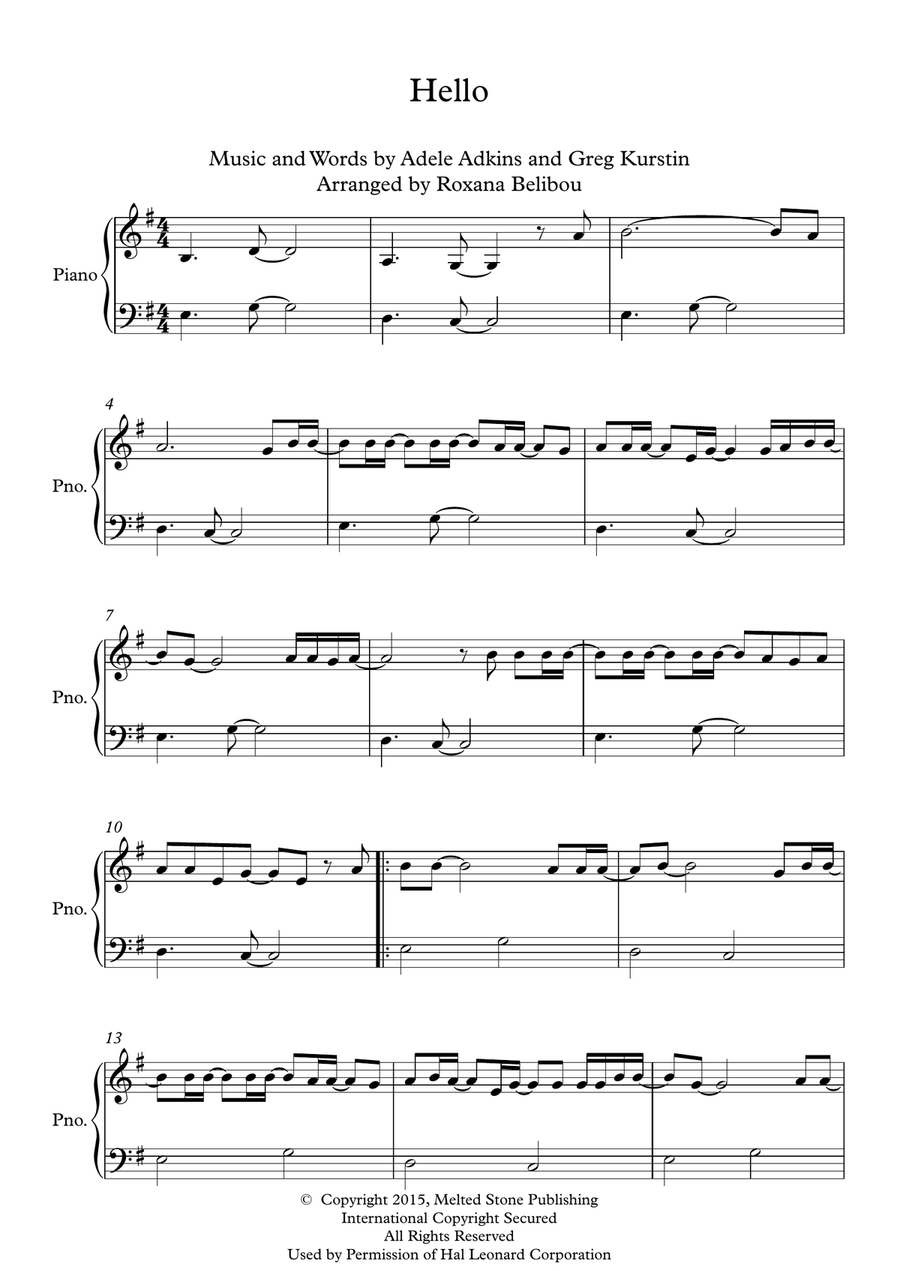 Hello Easy Piano scores gallery preview page 1