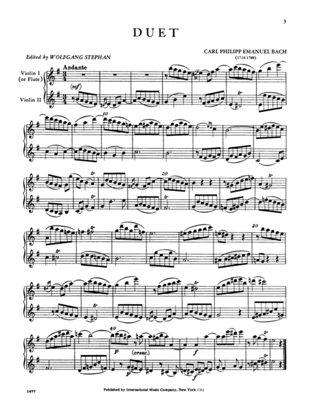 Duet In E Minor (G Major), H. 598 (W. 140) For Flute And Violin (Or Two Violins)