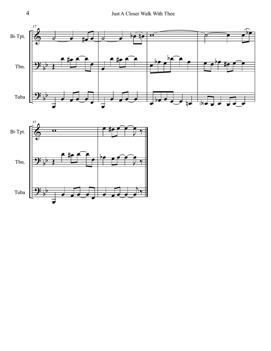 Just A Closer Walk With Thee - Mixed Brass Trio (Trumpet,Trombone,Tuba) - Jazz Funeral Style Brass Trio scores gallery preview page 4