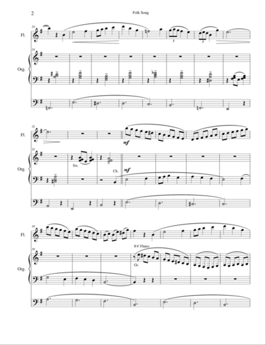 Folk Song for Flute and Organ (Organ Duet Optional)