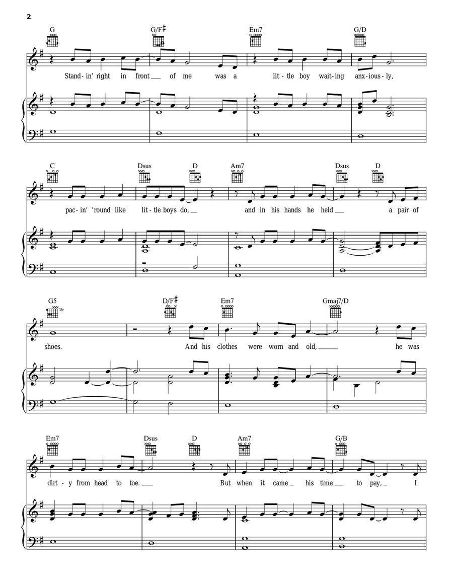 The Christmas Shoes Piano, Vocal, Guitar scores gallery preview page 2