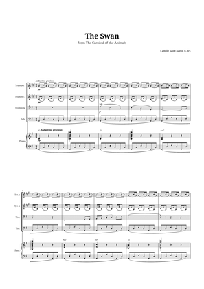 The Swan by Saint-Saëns for Brass Quartet and Piano with Chords