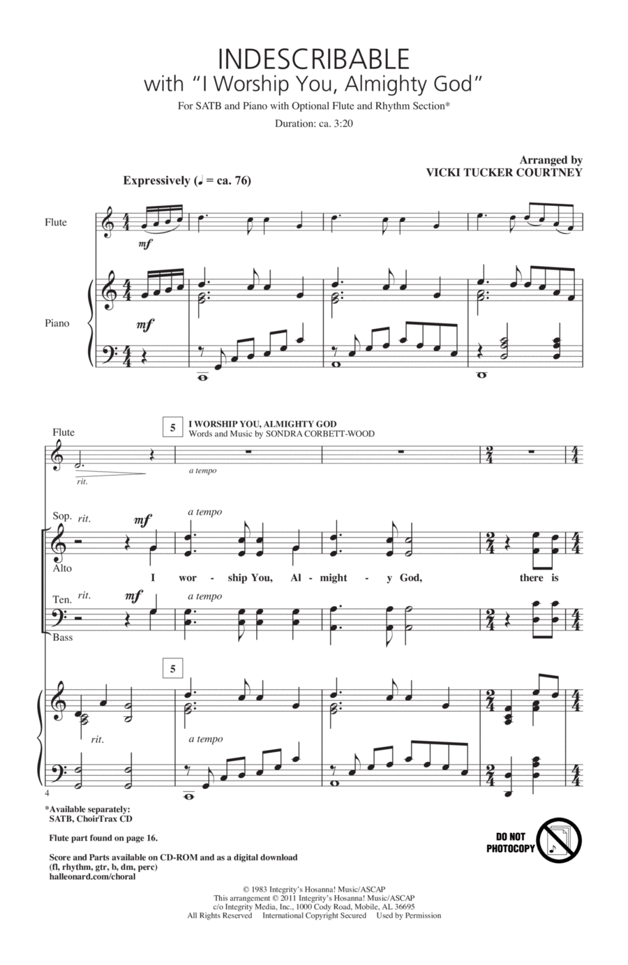 Indescribable 4-Part scores gallery preview page 1