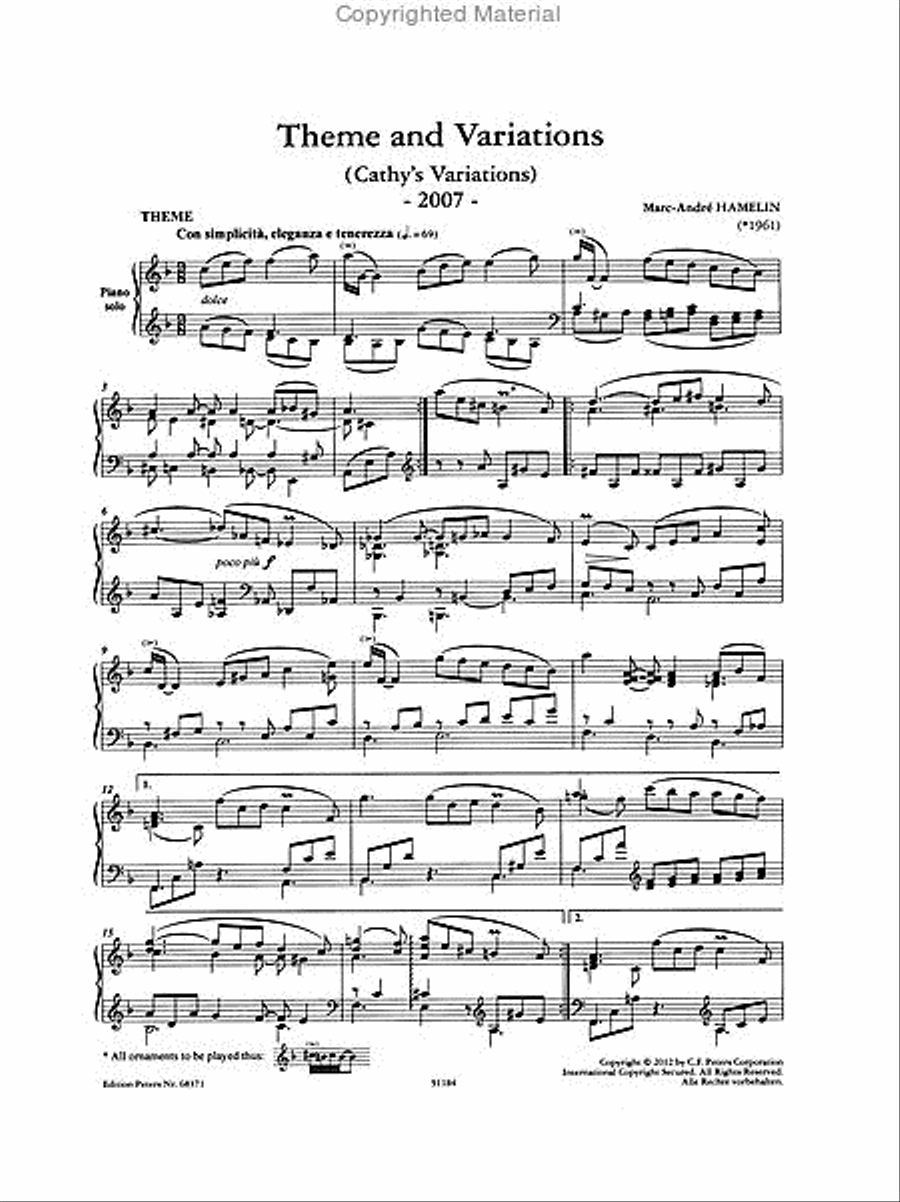 Theme and Variations (Cathy's Variations) for Piano