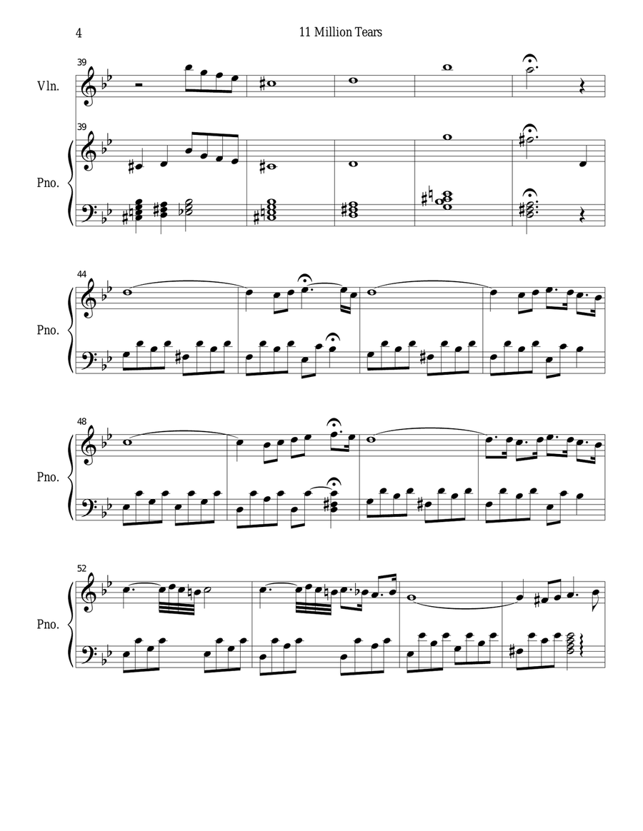 11 Million Tears (Violin solo and Piano) Violin Solo scores gallery preview page 4
