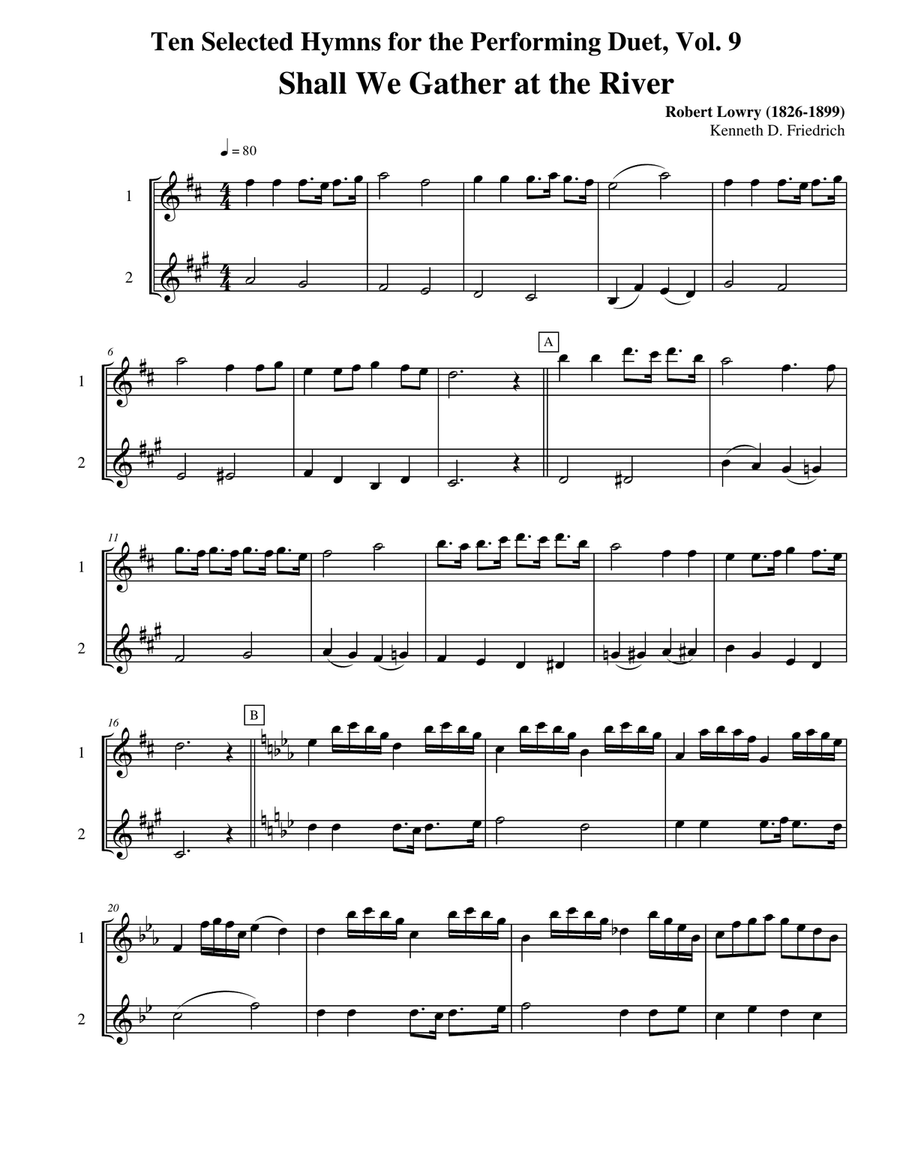 Ten Selected Hymns for the Performing Duet, Vol. 9 - flute and horn Woodwind Duet scores gallery preview page 1