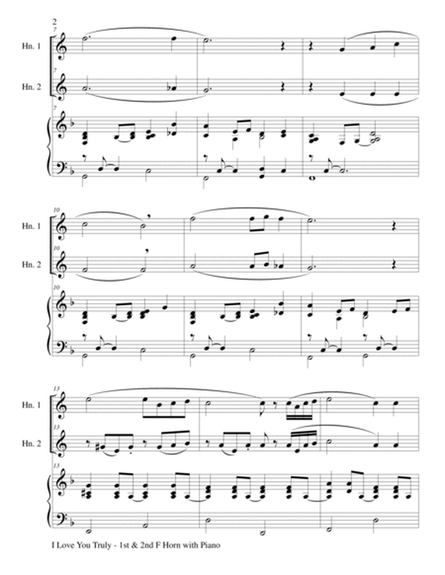 I LOVE YOU TRULY (Trio – F Horn 1, F Horn 2, and Piano with Score and Parts) image number null