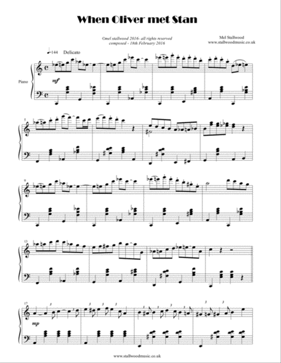 When Oliver Met Stan Piano Solo scores gallery preview page 2