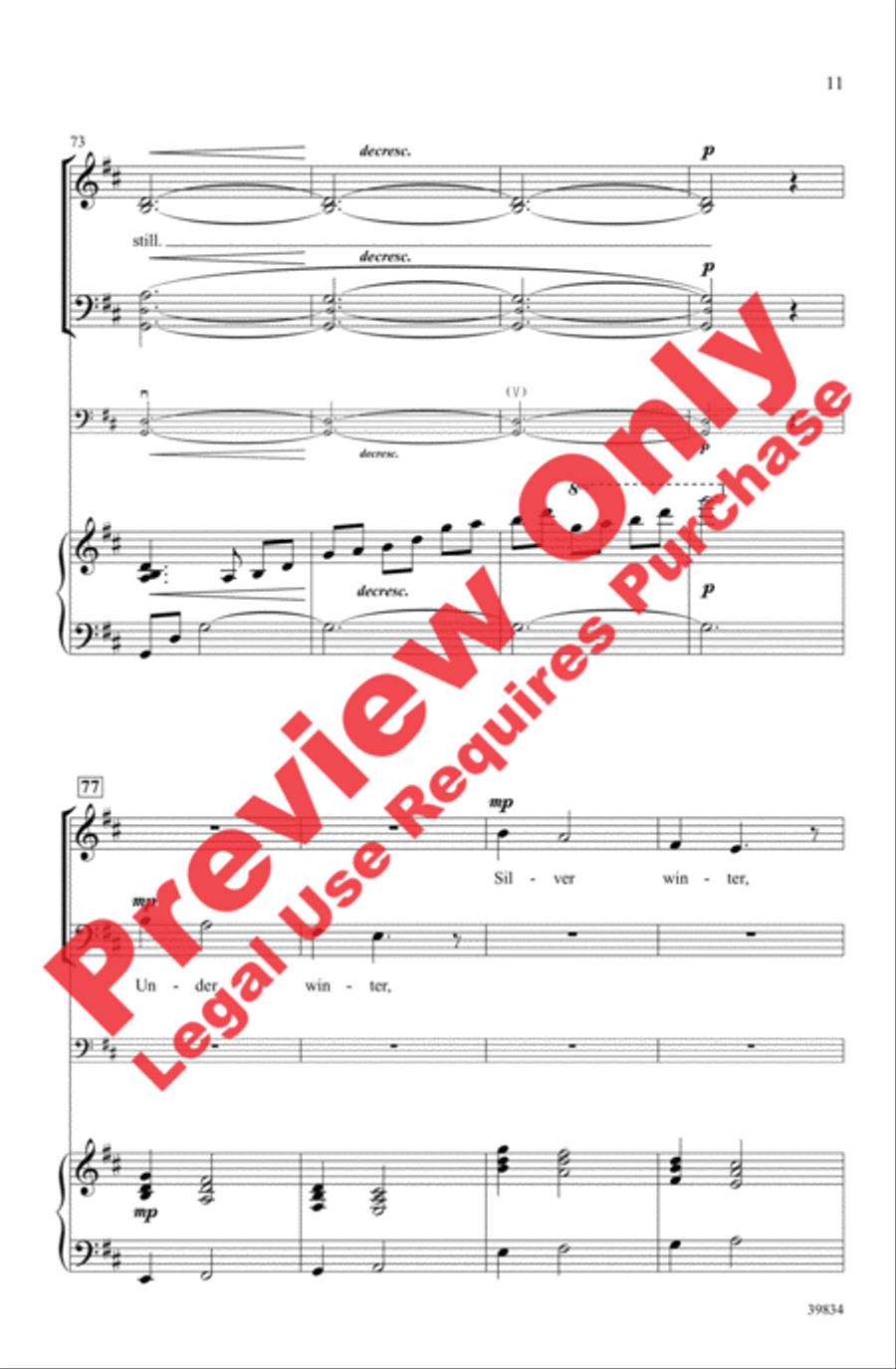 Under Winter Moon 4-Part scores gallery preview page 11