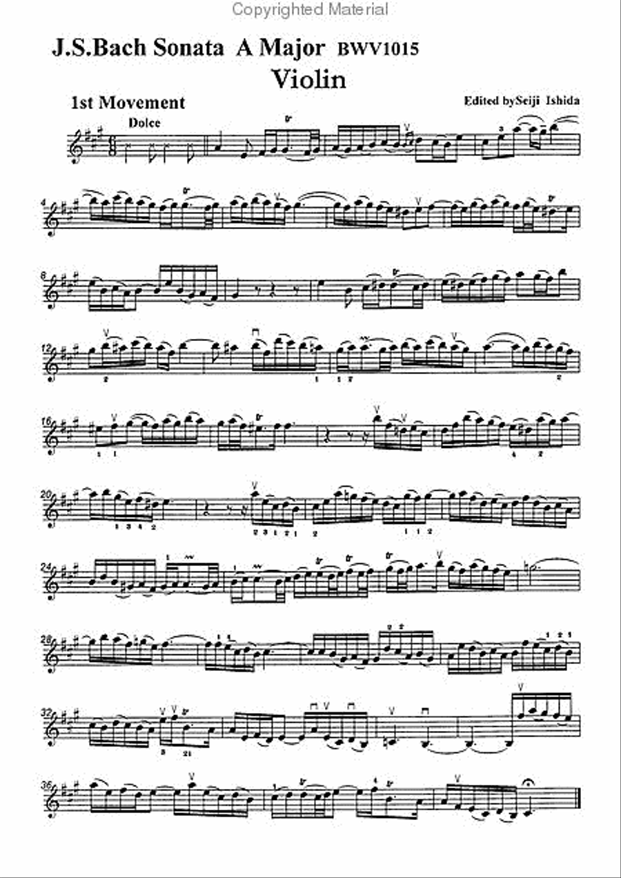 Sonata in A Major, BWV1015 Violin scores gallery preview page 2