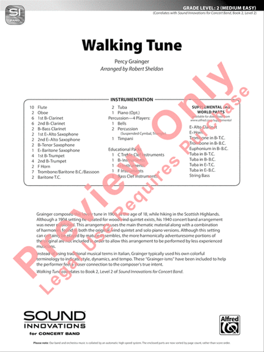 Walking Tune Concert Band scores gallery preview page 2