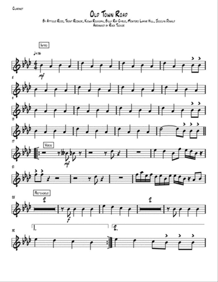 Old Town Road (remix) Large Ensemble scores gallery preview page 5