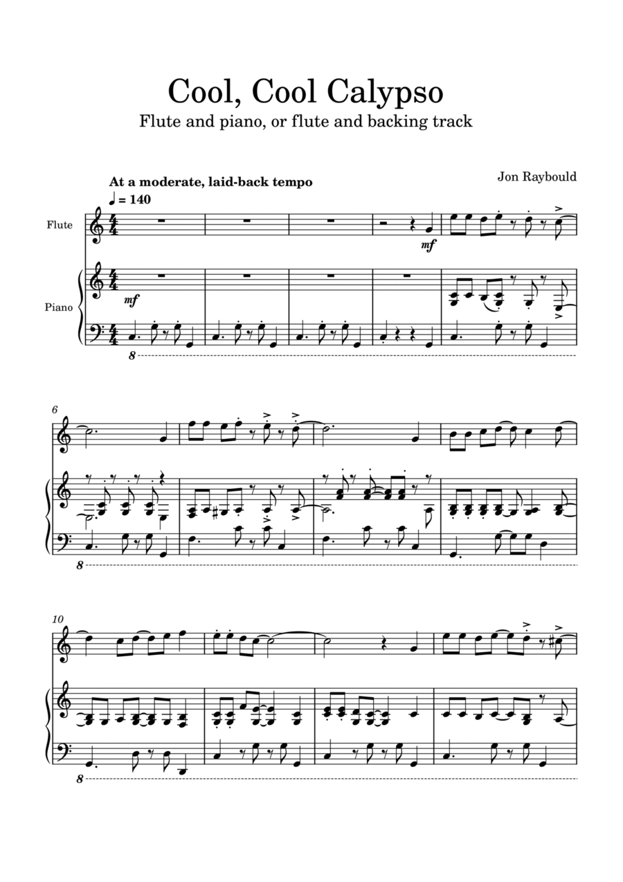 Cool, Cool Calypso Flute Solo scores gallery preview page 1