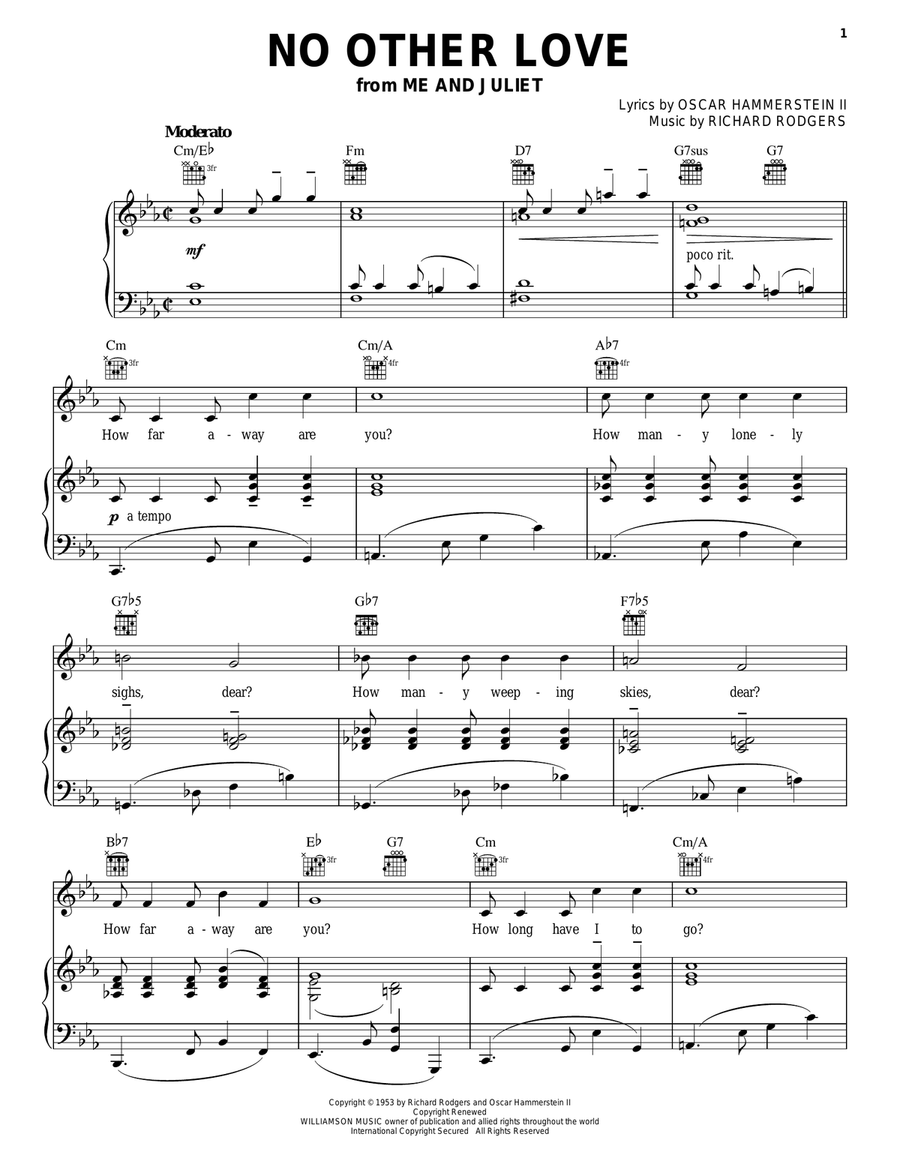 No Other Love No Other Love Piano, Vocal, Guitar scores gallery preview page 1