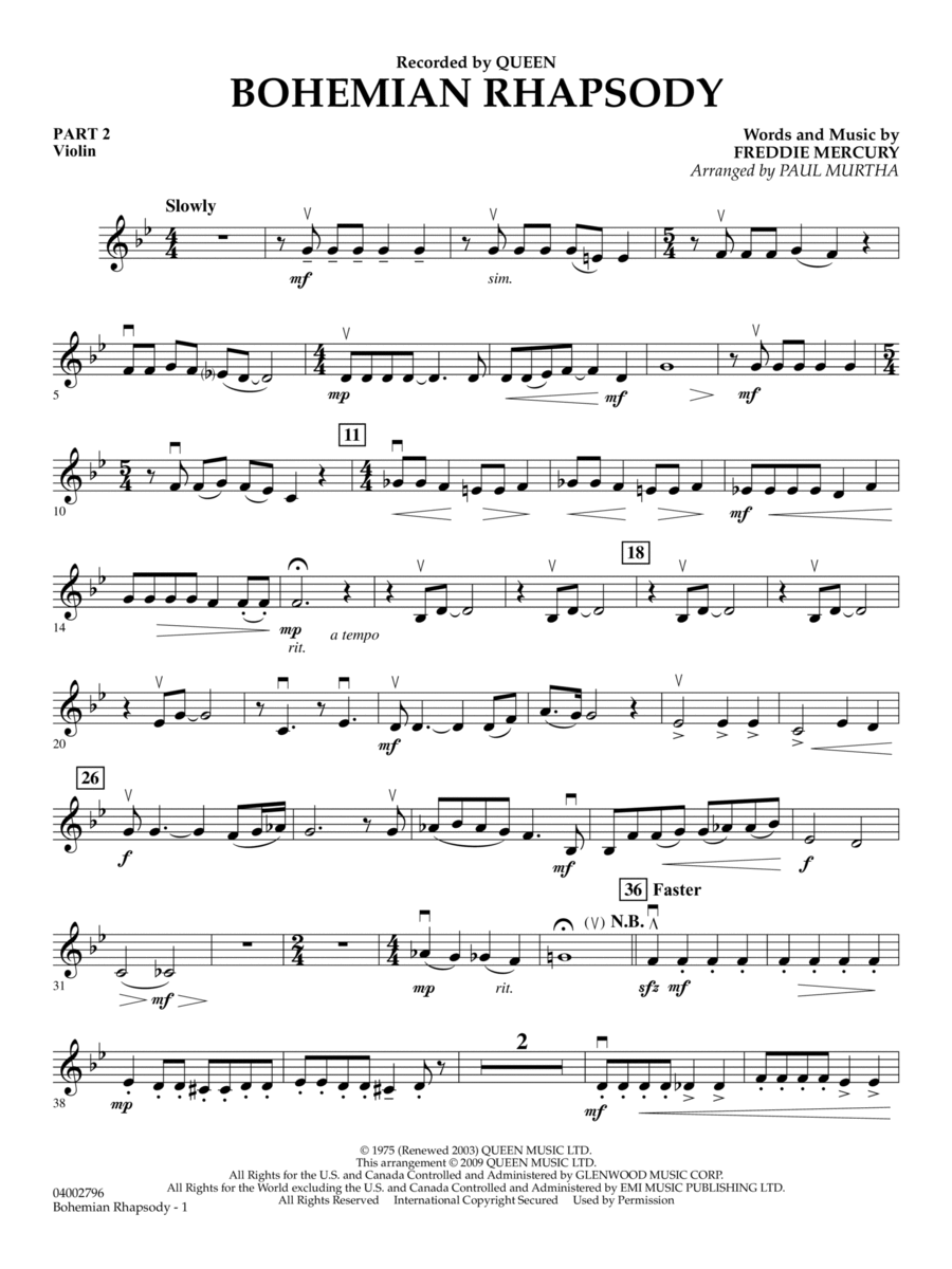 Bohemian Rhapsody - Pt.2 - Violin