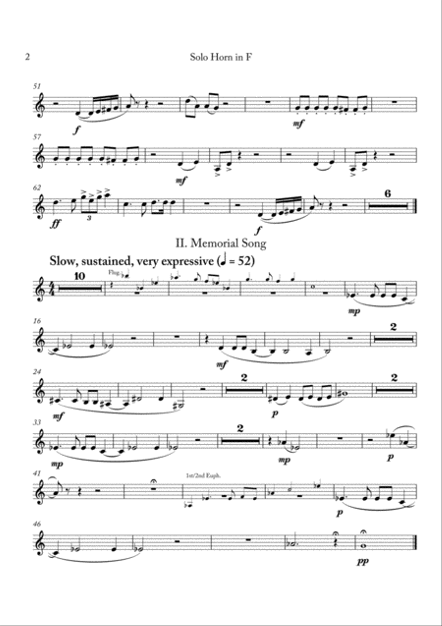 Carson Cooman: Pittsburgh Rhapsody (2008) for brass band, Solo F horn part Brass Band scores gallery preview page 2
