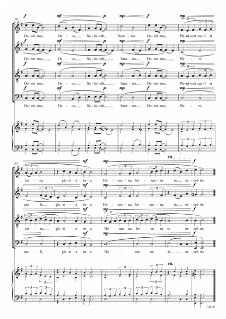 Sanctus (2016) (in Latin) in E minor for SATB choir, by Simon Peberdy 4-Part scores gallery preview page 4