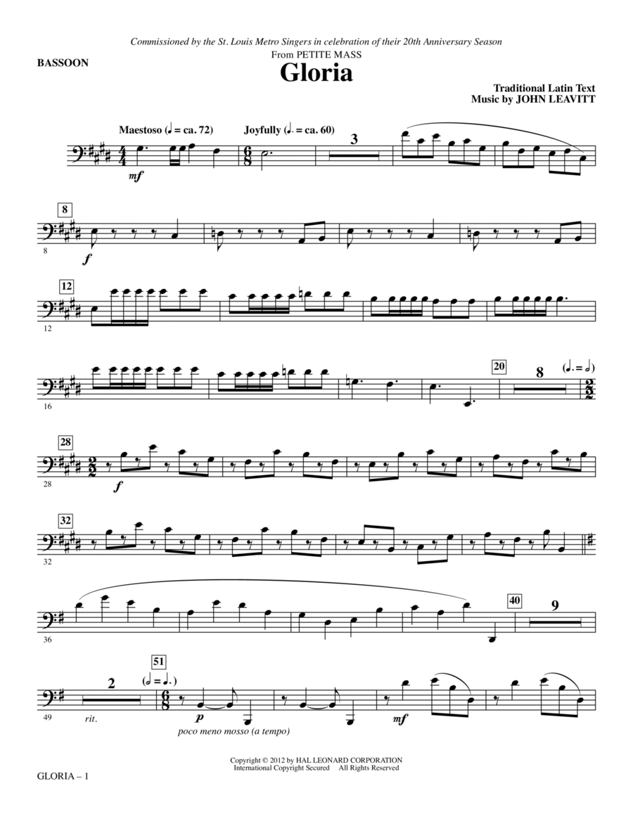 Gloria (from Petite Mass) - Bassoon Choir scores gallery preview page 1