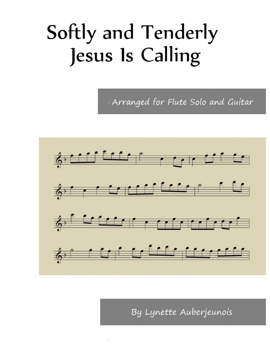 Softly and Tenderly Jesus Is Calling - Flute Solo with Guitar Chords Chamber Music scores gallery preview page 1