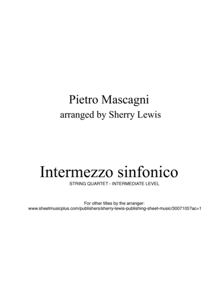 INTERMEZZO SINFONICO from 'Cavalleria Rusticana', Pietro Mascagni, String Quartet, Intermediate Lev image number null