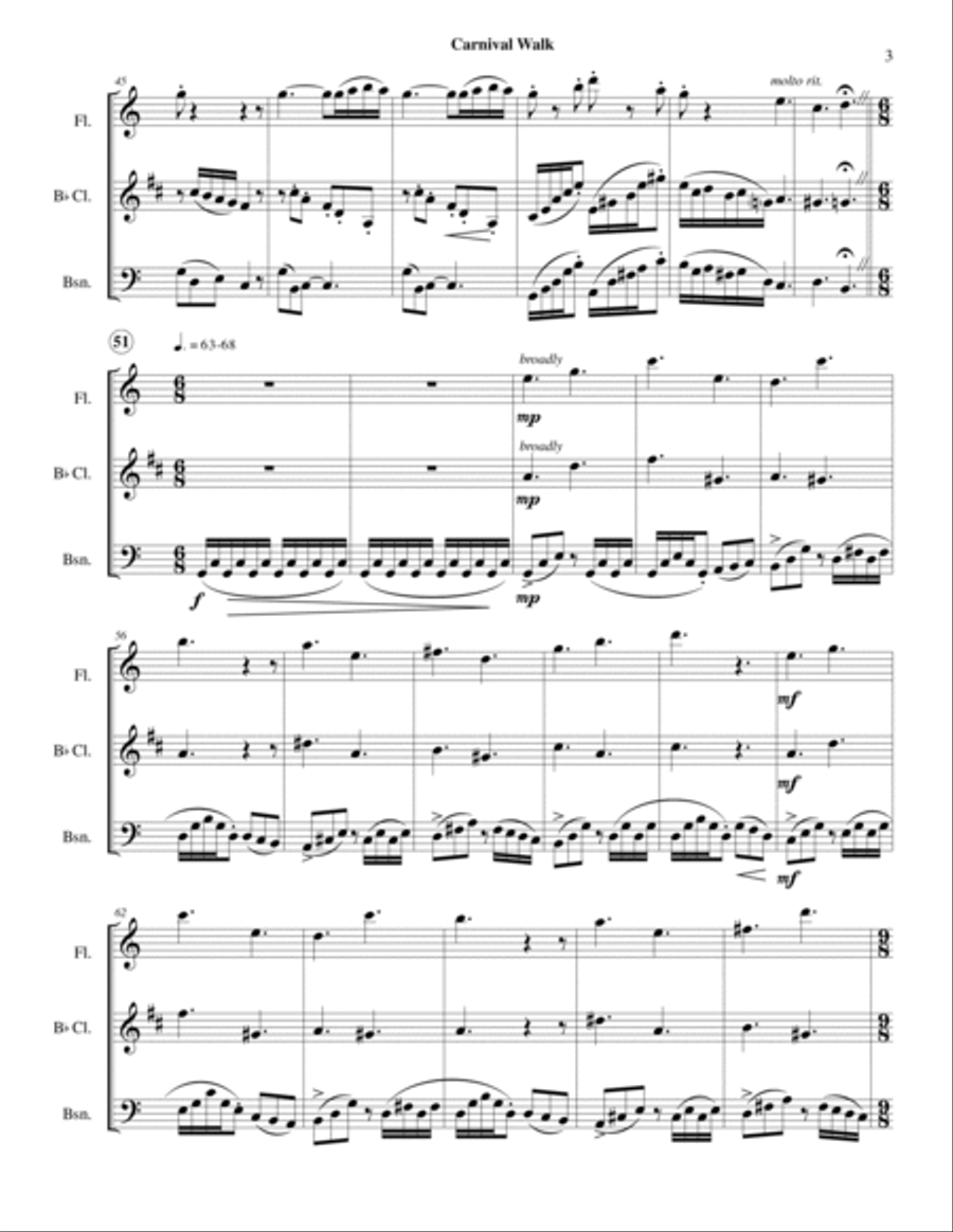 Carnival Walk (Fl-Cl-Bsn) Woodwind Trio scores gallery preview page 5