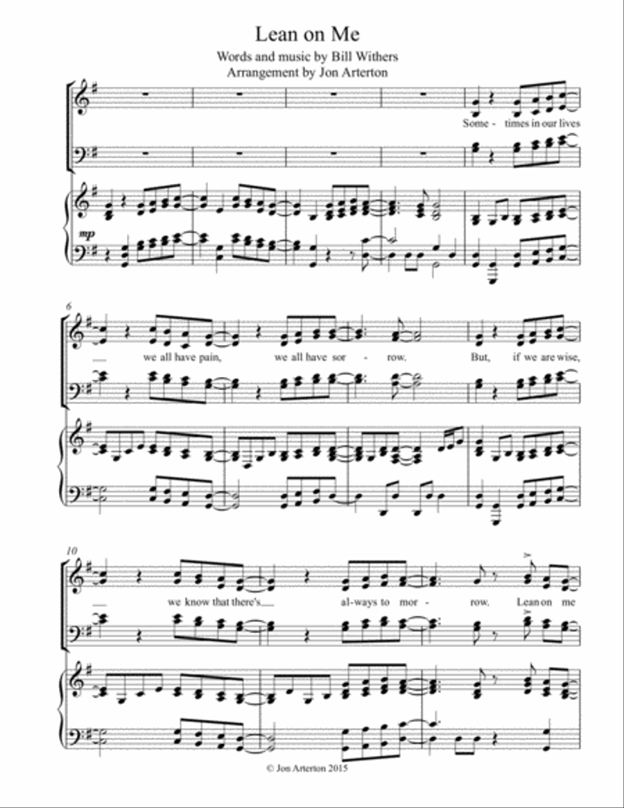 Lean On Me Lean On Me 4-Part scores gallery preview page 1