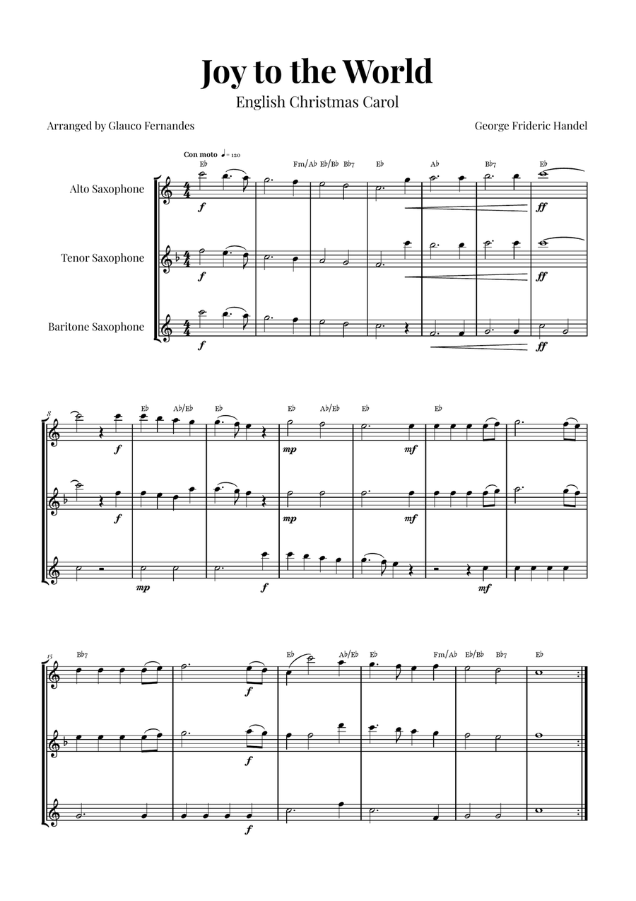 Joy to the World | BEAUTIFUL Trio Woodwind Trio scores gallery preview page 1