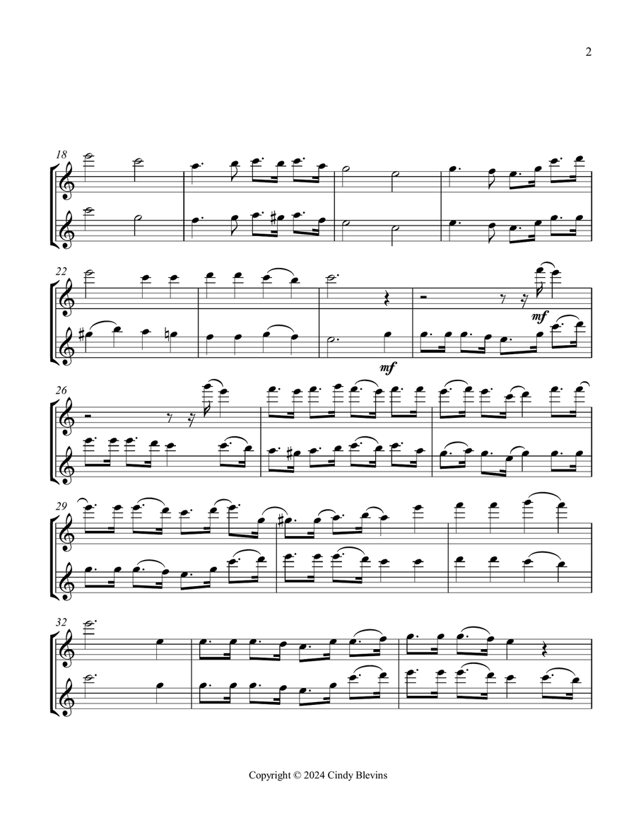 The Battle Hymn Of the Republic, for flute duet Flute Duet scores gallery preview page 3