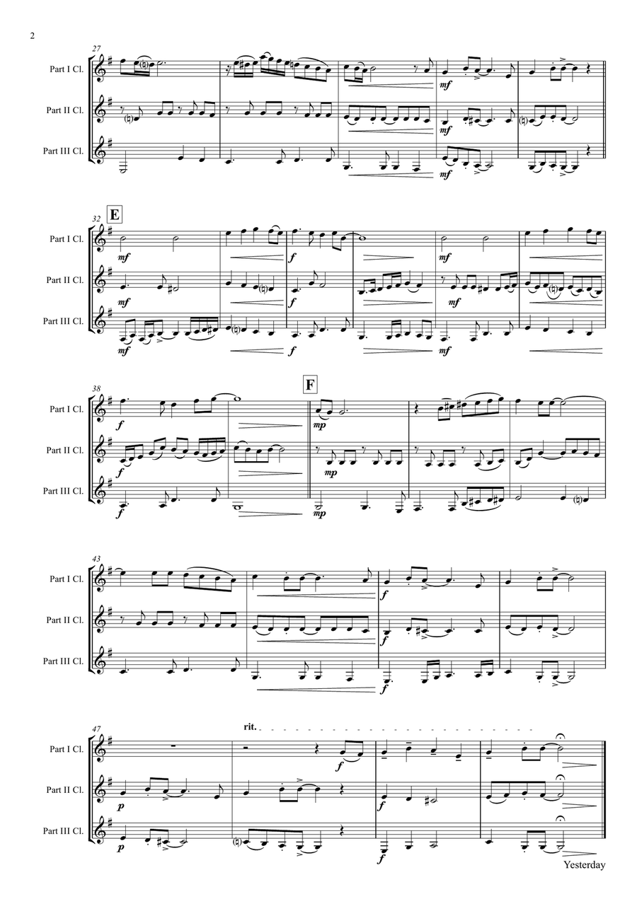Yesterday Woodwind Trio scores gallery preview page 2