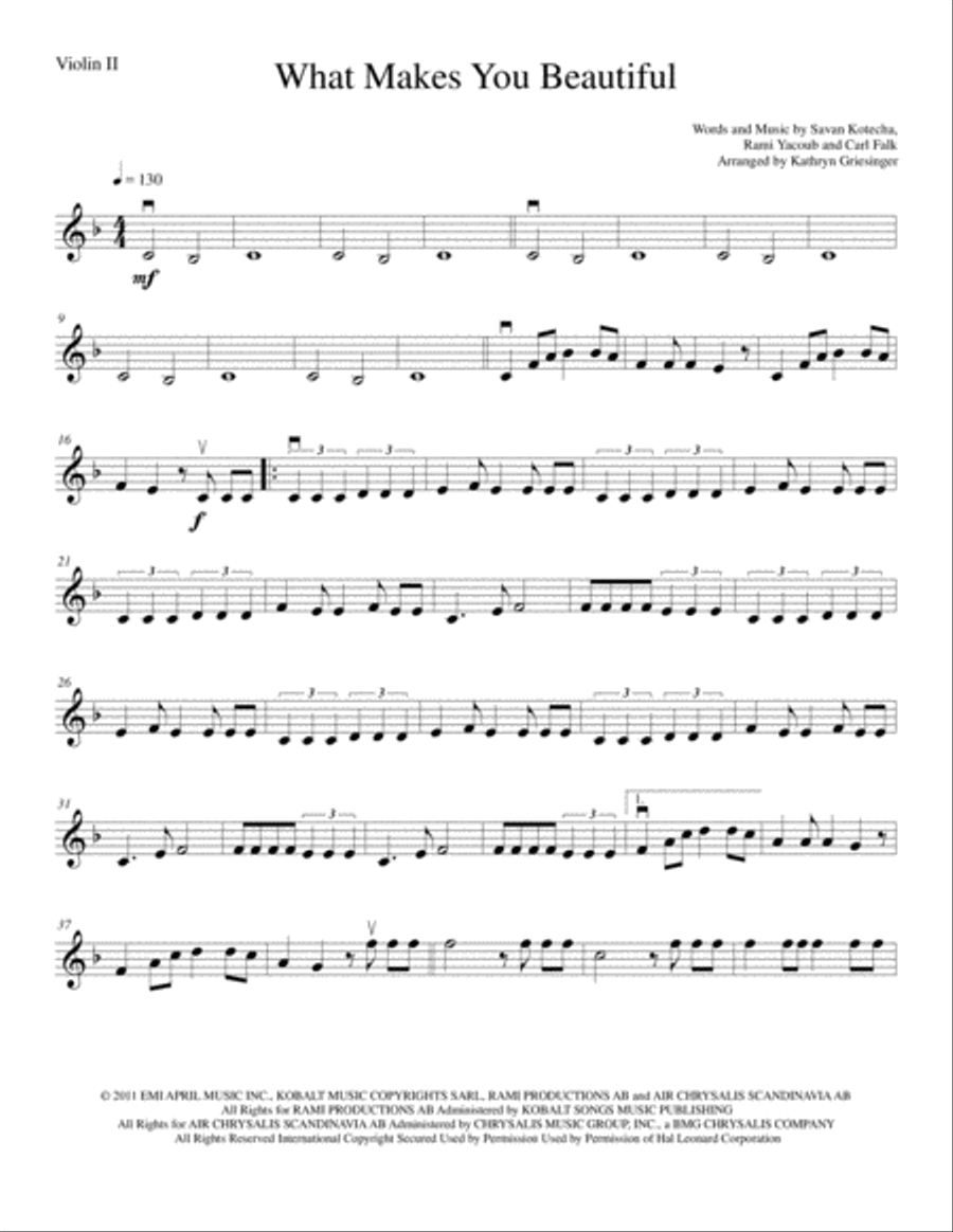 What Makes You Beautiful String Quartet scores gallery preview page 3