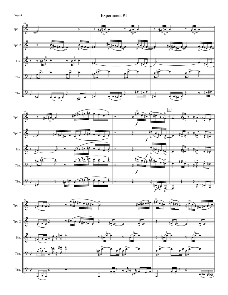 Experiment #1 Brass Quintet scores gallery preview page 6