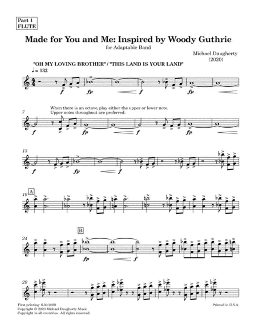 Made for You and Me: Inspired by Woody Guthrie - Part 1 - Flute Concert Band scores gallery preview page 2